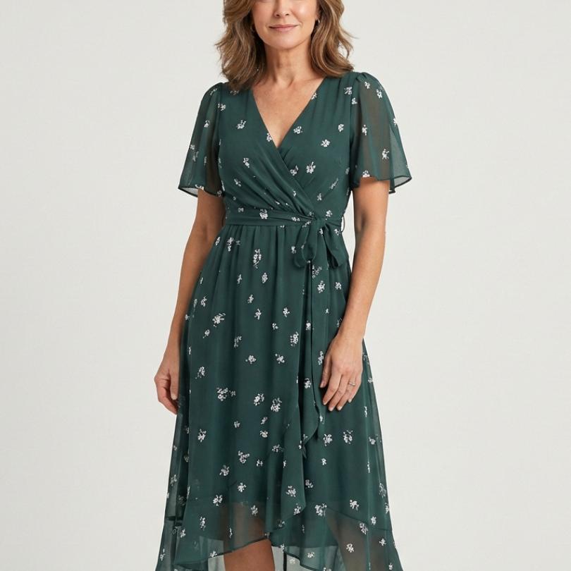 Zafrina | Midi haljina s apstraktnim uzorkom