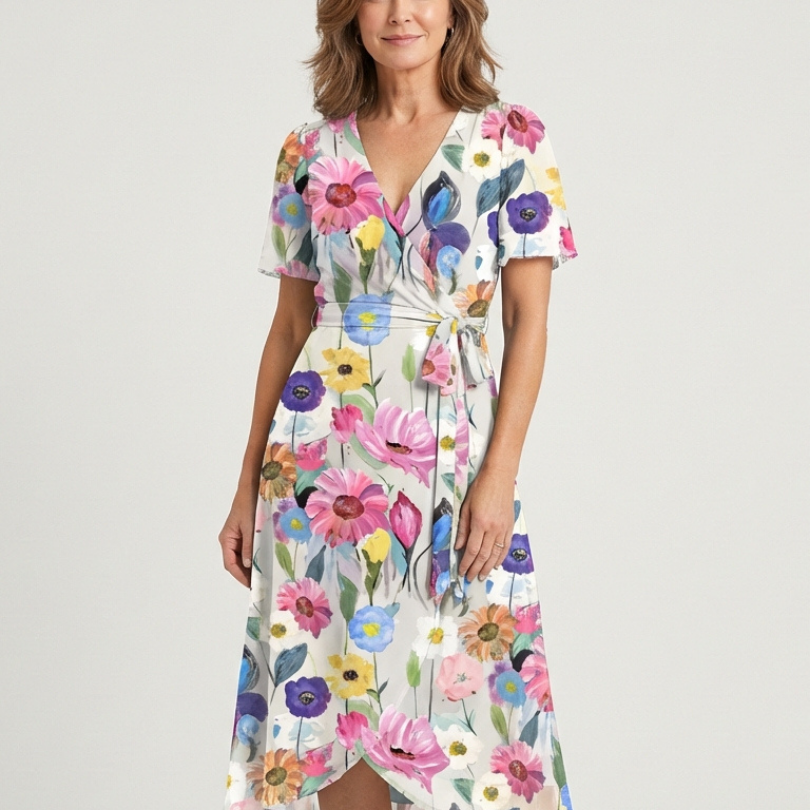 Zafrina | Midi haljina s apstraktnim uzorkom