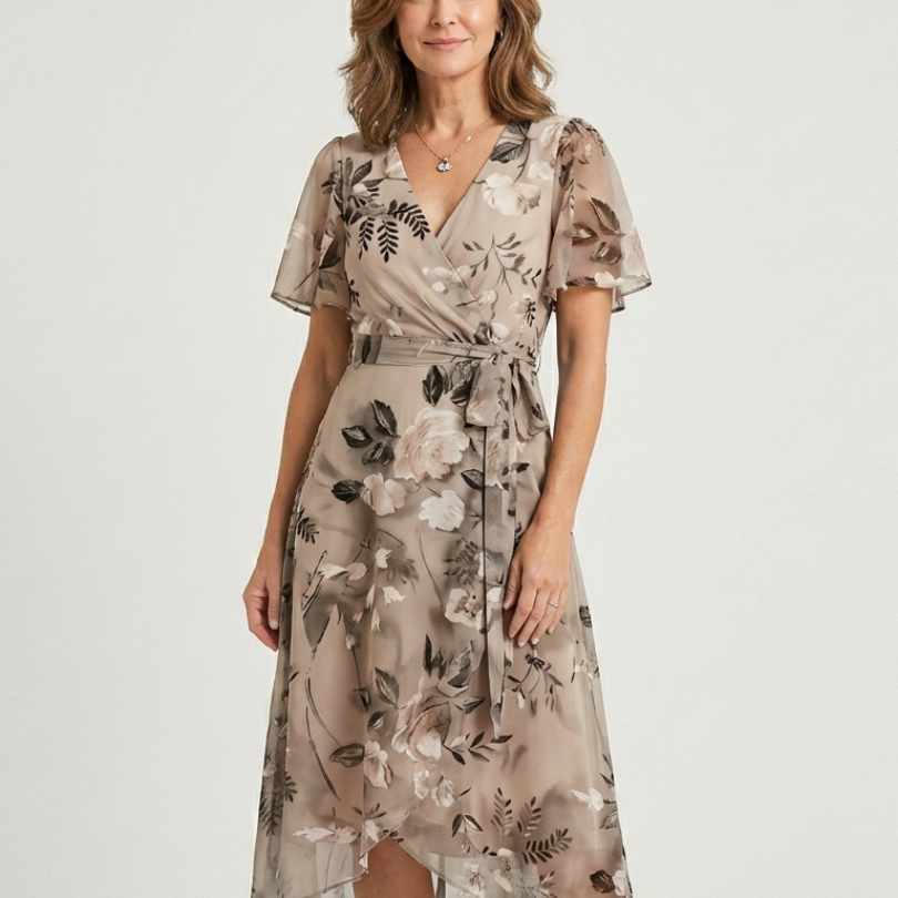 Zafrina | Midi haljina s apstraktnim uzorkom